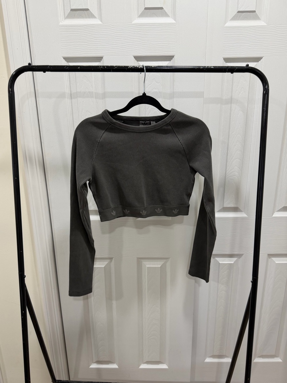 adidas Cropped Long-Sleeve Top - Charcoal